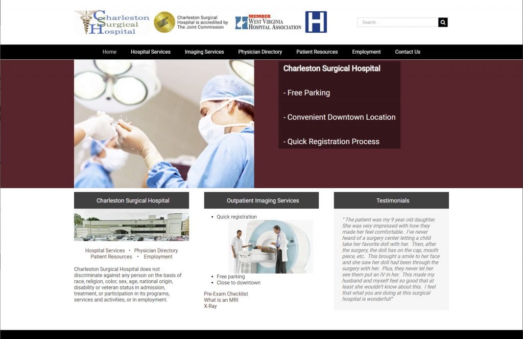 Hospital Website Design Website Development Charleston WV